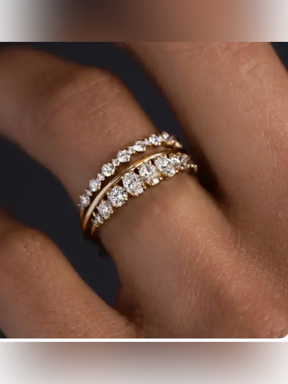 Olivia Hayes Gold Tone Zirconia 3-Piece Stacking Ring Set Size 7
